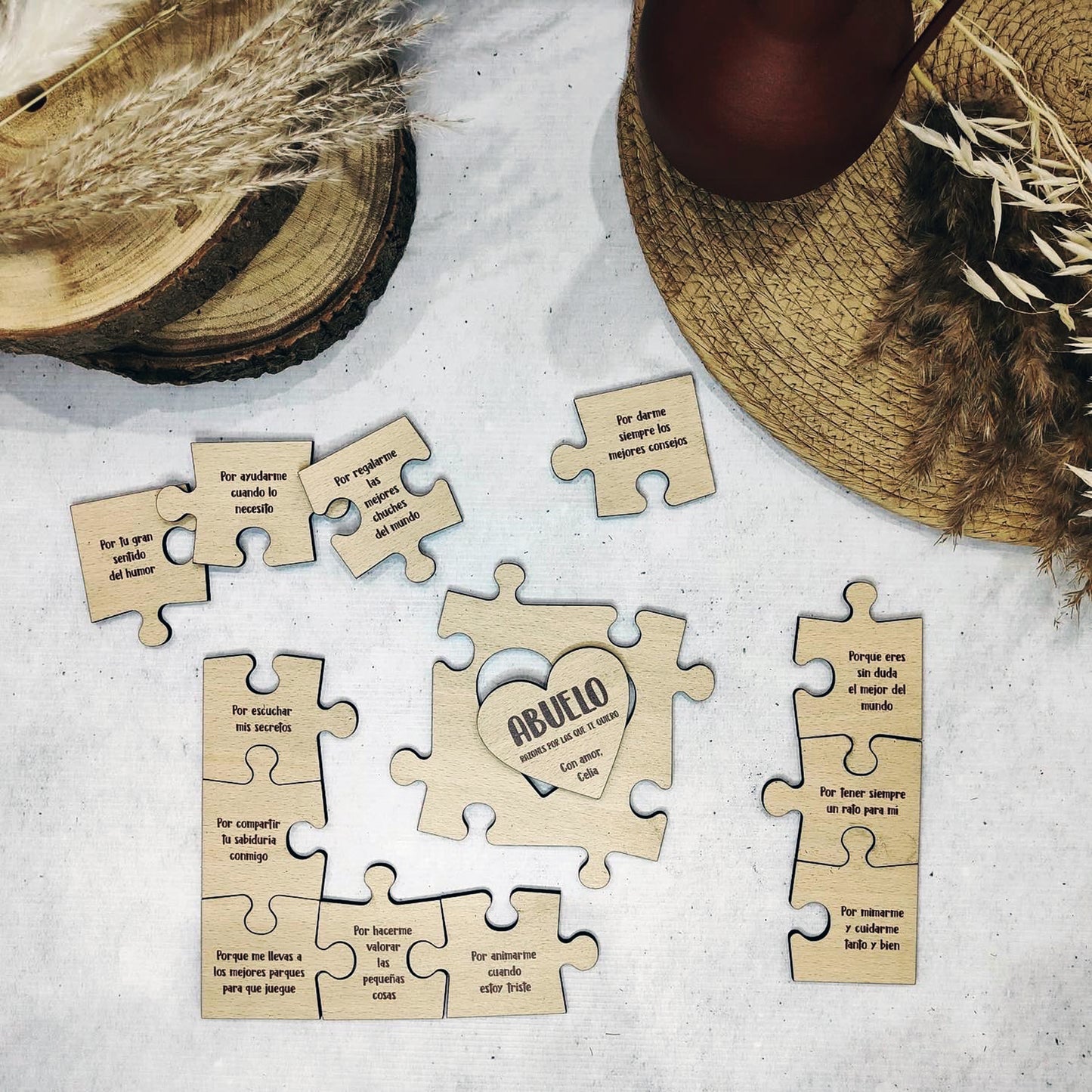 Puzzle de madera con frases