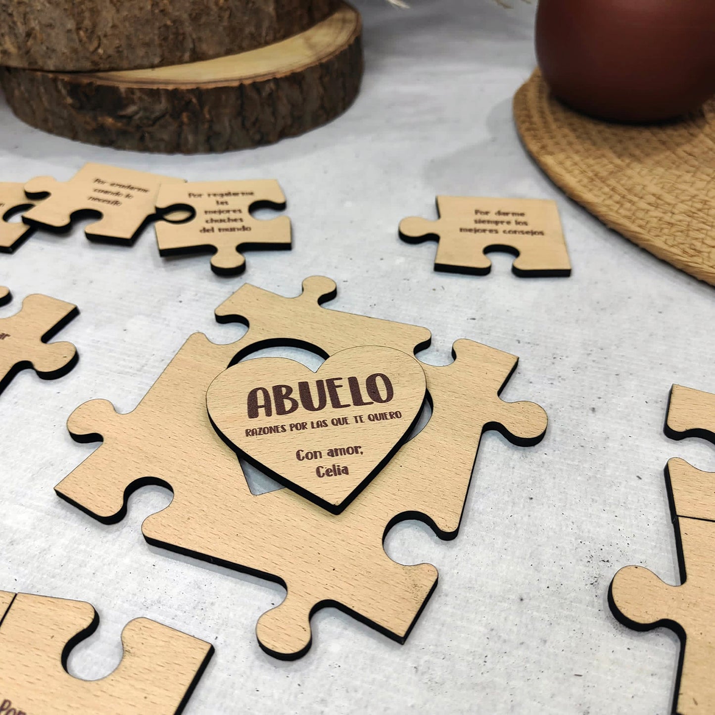 Puzzle de madera con frases